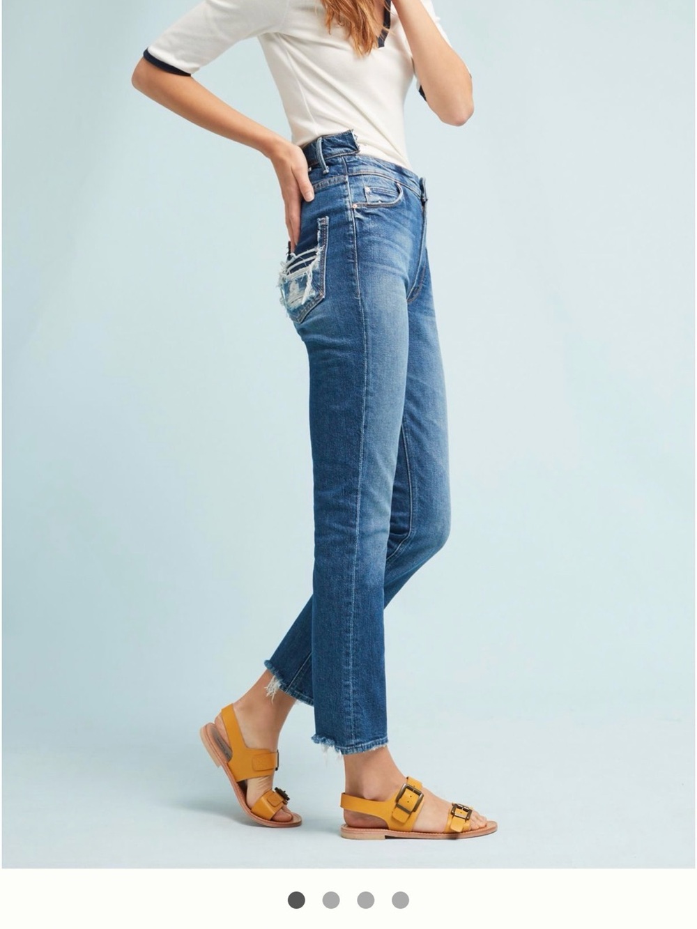 MOTHER The Dazzler Shift Crop Jeans - Medium Blue